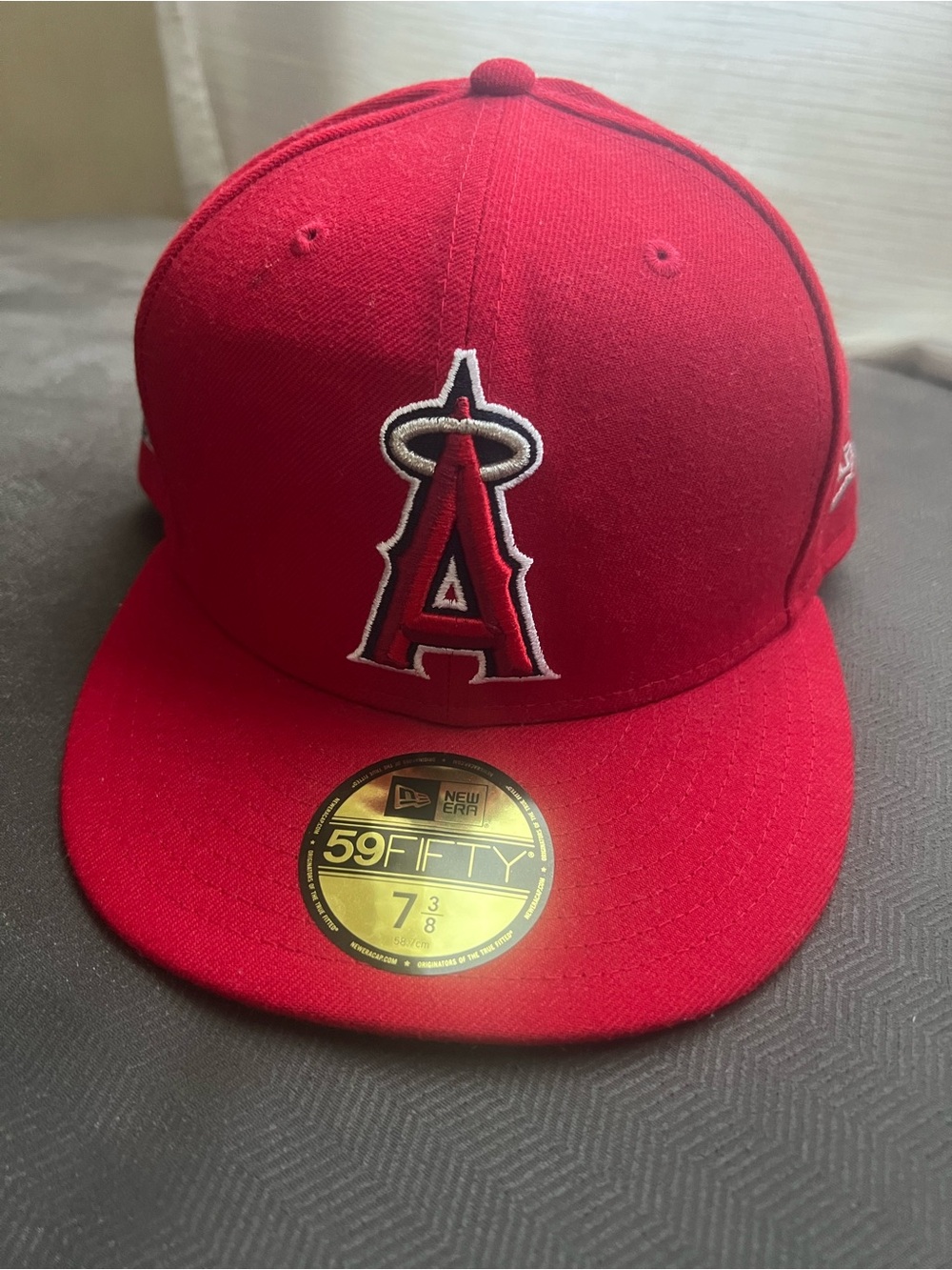 LA Angels New Era 59Fifty Fitted Hat, Red, MLB 150th Anniversary Patch 7 3/8